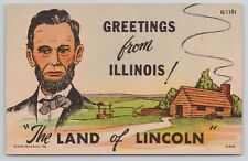 Greetings from Illinois - The Land of Lincoln Vintage 1951 Postcard picture