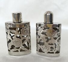 Set of Two Vintage Mexican Silver Mini Perfume Bottles picture