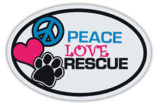 Oval Dog Magnets: PEACE, LOVE, RESCUE | Cars, Trucks, Refrigerators, More picture