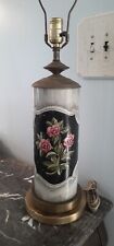 Antique brass  tea canister lamp very ornate Art Nouveau floral French Country  picture