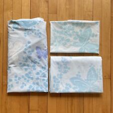 vintage Springmaid Wondercal blue Butterfly Twin Sheet set 60's Vivid Floral picture