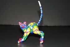 Alebrije Stretching Cat Mexican Handmade Folk Art Painted Wood Carving Oaxacan picture