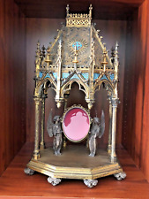 Important French Antique Bronze and Champlevé Enamel Gothic Shrine Circa 1800. picture