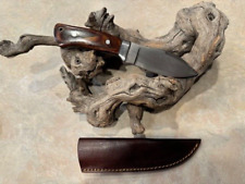 HANDMADE HIGH CARBON STEEL FULL TANG EDC / HUNTING KNIFE  W/ NICE WOOD STOCKS picture