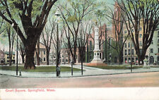 COURT SQUARE SHOWING MONUMENT POSTCARD SPRINGFIELD MA MASSACHUSETTS 1906 picture
