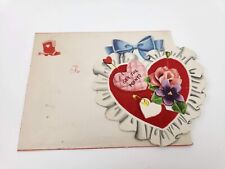 Vintage Mechanical Valentines Day Card w/ Original Envelope Be Mine Junk Journal picture