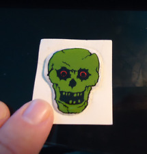 1970's 3D or Raised Puffy Sticker Green Skull picture
