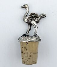 Vintage Ostrich Bottle Stopper Topper Silver? Pewter? Liquor Wine Cork picture