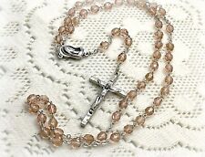 Vintage Italy ROSARY Pink Crystals Immaculate Conception 18.5