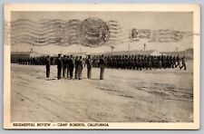 Postcard B&W Military Regimental Review Camp Roberts California 1943 Vintage  H7 picture