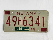 Vintage 1974 Indiana License Plate Red Check Expired 49H6341 Man Cave picture