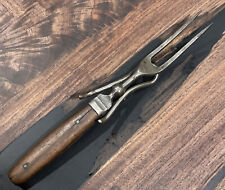 Antique 1875 Civil War Era 19th C Carving Fork Wood Handle Pewter - Stunning picture