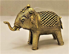 Dhokra Metal Handcrafted Collectible Brass Showpiece Figurine Of Small Elephant picture