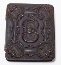 Old Antique LITTLEFIELD PARSONS Gutta Percha Ornate Scroll UNION CASE w/ Tintype picture