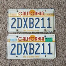 California Sun License White Plates Pair Set Of 2 The Golden State  picture