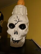 Rare Vintage Halloween Blow Mold Skeleton Skull With Candle picture