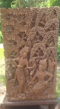 Vintage BALINESE Bali High Relief Intricate Wall Art Wood Carving picture