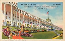 Mackinac Island MI Michigan, Grand Hotel World's Longest Porch, Vintage Postcard picture