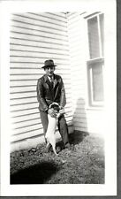 VINTAGE PHOTOGRAPH 1938-1945 MEN'S HAT/COAT FASHION DOG/PUPPY ILLINOIS OLD PHOTO picture