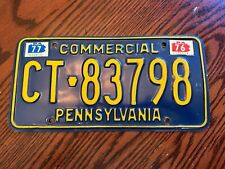 1976 Pennsylvania Commercial License Plate CT 83798 Authentic Metal Blue PA picture