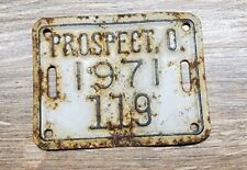 Vintage 1971 PROSPECT O. Ohio Bicycle Metal  License Plate Tag 119 Nice # picture