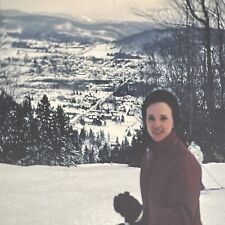Vintage 1972 Beautiful Woman Skiing Toronto Ski Club 2x2