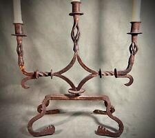RARE FIND Amazing VINTAGE HAND MADE WROUGHT IRON CANDELABRA CANDLE HOLDER picture