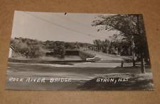 1949 Rock River Bridge Byron Illinois RPPC IL Town View Street Scene picture