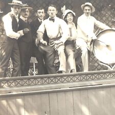 c1910s Theatre Band Group RPPC Funny Actor Entertainers Pose Odd Real Photo A142 picture