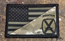 Subdued 10th Mountain Div USA Flag Morale Patch Tactical ARMY Hook Military  picture