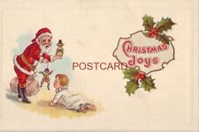 CHRISTMAS JOYS embossed dated 1917 Santa giving baby a puppet picture