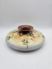 Antique Belleek Willets Hand Painted Roses Porcelain Squat Vase RARE 9.5x4.5
