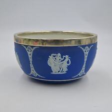 Antique Wedgwood Cobalt Blue Neo Classical Silver Rimmed Bowl  picture