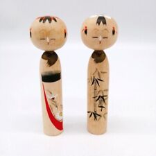 12cm Japanese Creative KOKESHI Doll Vintage Hand Painted Signed Pair KOC342 picture