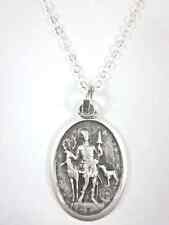 St Hubert Medal necklace Italy silver link chain 20