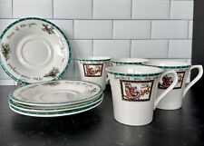 VINTAGE 4 Mikasa Christmas Coffee Cups and Saucers HK 713 Fine China picture