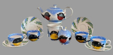 Unique European Snowbird Tea Set Decorative Winter Collectible  Décor  11 Pieces picture