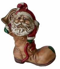 RARE Antique Porcelain Handpainted Christmas Santa In a Boot. German picture