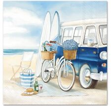 TWO Individual Luncheon Napkins For Decoupage Summer Chill After Surfing Beach picture