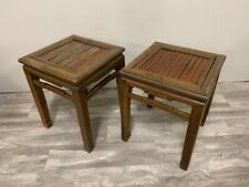 A Pair of Chinese Reverseable Seat Chinese Corner Leg Wooden Stools picture