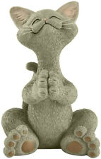 Whimsical Grey Cat Praying Figurine Cute Collectible - Happy Cat Collection picture