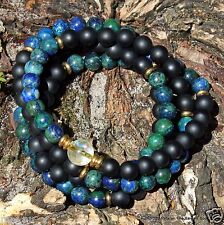 MANU™ The Dark Travelers Mala - Chrysocolla & Onyx - Traditional 108 Count picture