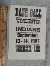 1907 Winchester Kansas Vs Indians  Baseball Adv picture