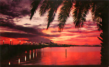 Florida Sunset Over the Water Vintage Posted 1977 Postcard picture