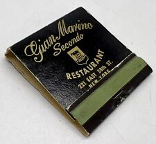 Full Vintage Matchbook -GIAN MARINO SECONDO Restaurant, New York  *Ships Fast picture