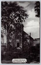 Union Church West Claremont New Hampshire Black White Chapel Cathedral Postcard picture