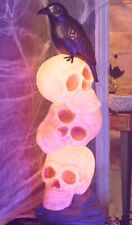 SOLD OUT  VERY TALL 3 FEET TALL Skull  Halloween Blow Mold Skeleton Crow 2024 picture