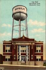Humboldt, TN Tennessee CITY HALL & WATER TANK Gibson~Madison Co ca1940s Postcard picture