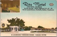 Little Rock, Arkansas Postcard RITZ MOTEL Highway 70 Roadside Linen 1950s Unused picture