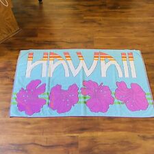Vintage Royal Terry Beach Towel Hawaii Spellout Hibiscus Floral Made in Brazil picture